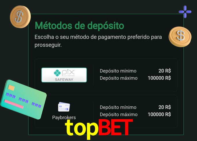 O cassino topbet oferece uma grande variedade de métodos de pagamento